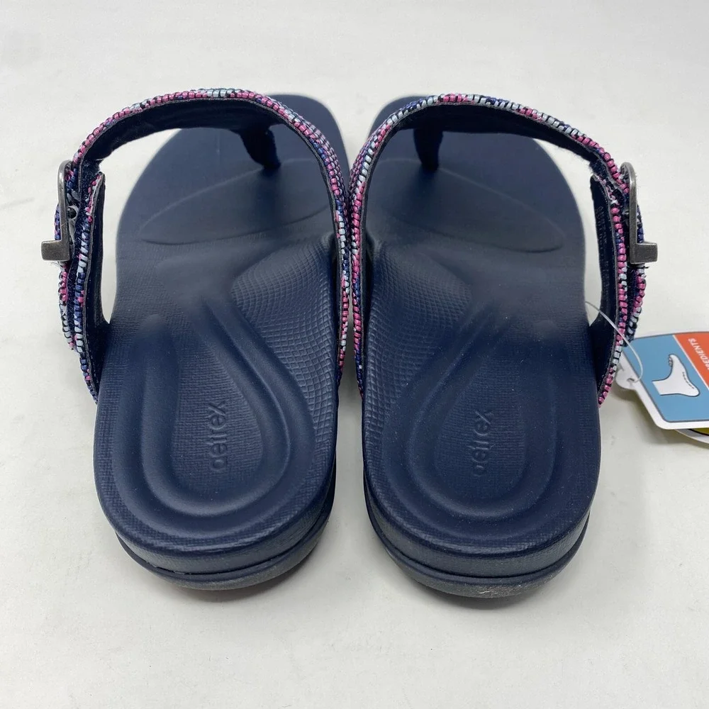 Aetrex Rita Toe‎ Thong Sandals Women's US Size 5 - 5.5 Navy Blue and Purple